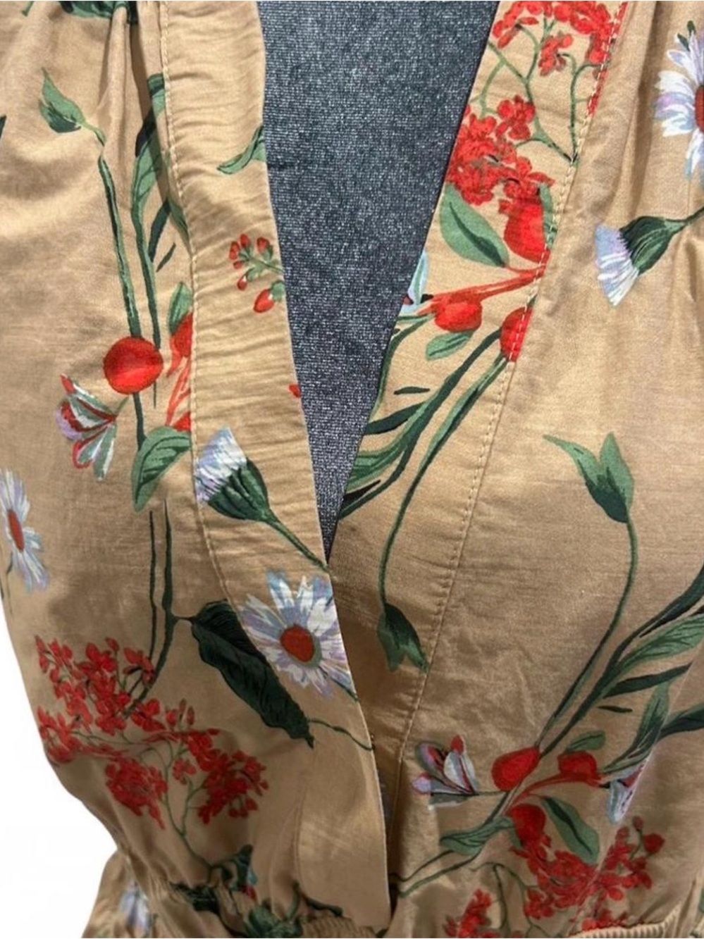 Anthropologie Floral Tiered Maxi Dress in Tan and Green - Picture 5 of 6